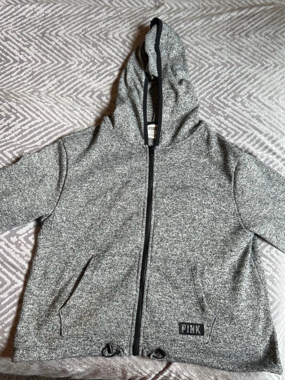 PINK Victoria's Secret Heather Gray Zip Hoodie Jacket